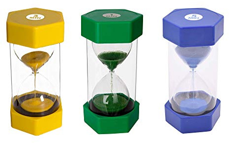 Sand Timer Set 1 Min, 3 Minutes, 5 Minutes Coloured Hourglasses, Classroom Education & Sensory Play