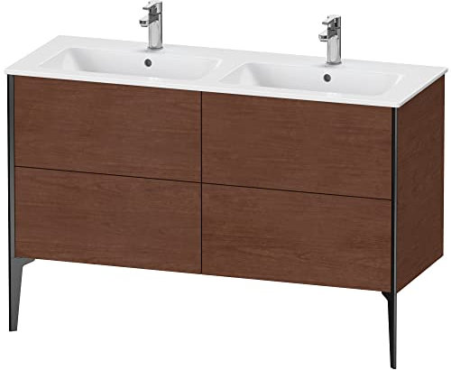 Duravit XViu 4485 Waschtischunterbau stehend, 4 Auszüge, für Doppelwaschtisch ME by Starck 233613, 1280x480 mm, Farbe (Front/Korpus): schwarz matt/amerik.nussbaum - XV44850B213