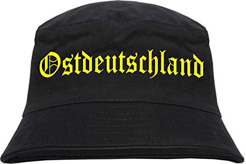 sostex Ostdeutschland Fischerhut - Druckfarbe Gelb - Bucket Hat L/XL Schwarz