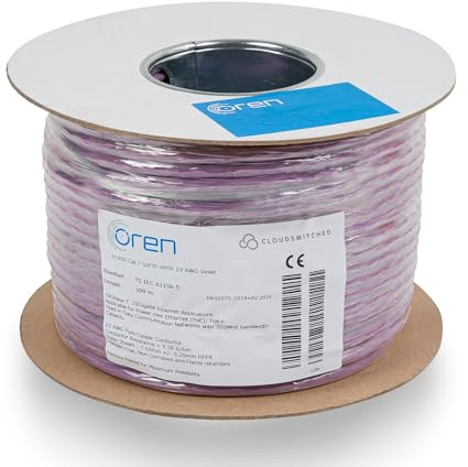 OREN Ethernet Kabel CAT7 100m – 23 AWG reiner Kupferdraht – B2ca – 900 MHz Bandbreite S/FTP-Internet-LAN-Netzwerkkabel, halogenfrei, nicht korrosiv, flammhemmend – 10 GbE