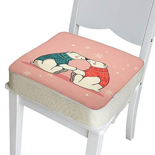 Kinder Sitzkissen Sitzerhöhung Stuhl, Fansu Baby Tragbar Sitzkissen Cartoon Quadratische Verstellbar Zerlegbar Kleinkinder Esszimmerstuhl ErhöHen Pad Esszimmer Boostersitze (Eisbär,40x40x8cm)
