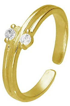 jewellerybox Verstellbarer Zehenring aus vergoldetem Sterlingsilber und doppeltem CZ