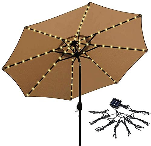 SDKFJ Umbrella Lights Patio Umbrella Lights Waterproof Outdoor String Lights Solar Household Lighting LED Parasol String Lights Camping Tent Light Garden Parasol Light Outdoor Lighting (Color:White)