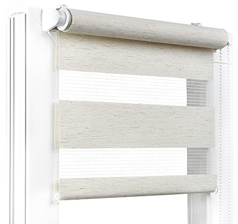 Fenster DEKOR - Rollos für Fenster Bahamabeige - Klemmfix Rollo ohne Bohren B40 x H120 cm - Doppelrollo mit Einer Breiten Auswahl an Größen und Farben - Blickdichte Rollos, einfach zu montieren