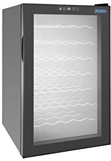 Polar C-Series 51 Bottle Wine Fridge CC067, Black | User-friendly LED control panel and quiet 39dB operation, with adjustable shelving to maximise storage space.