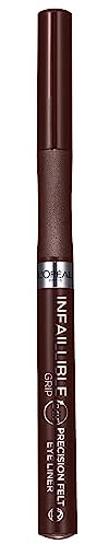L'Oréal Paris Infaillible 27h Grip Precision Felt Liner braun, Eyeliner mit präziser Filzspitze für ausdruckstarke Ergebnisse, 1ml