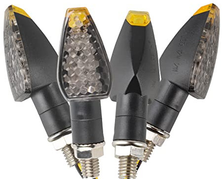 EXLECO 4Pcs LED Motorrad Blinker DC 12V 14LED Micro Blinker Wasserdicht M10 Universal Mini Blinker SMD Motorrad Hintere Blinkerleuchte Seitenblinker Kontrollleuchten E50 für Motocross Moped E Scooter