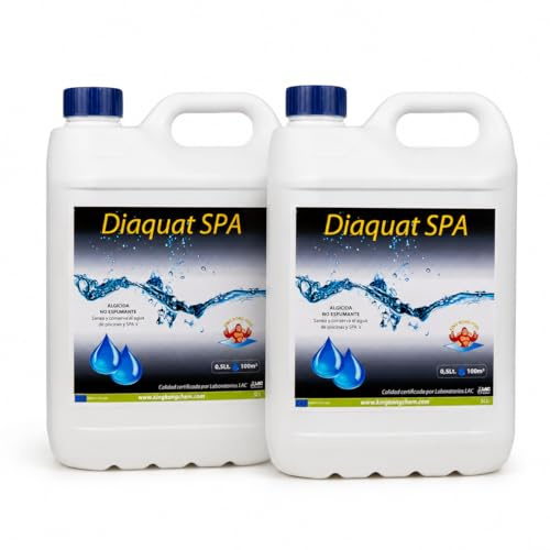 Pack 2 UDS - ALGICIDA ULTRACONCENTRADO no espumante DIAQUAT SPA 10 L (2x5 litros) - Efecto CLARIFICANTE de Larga duracion - Antialgas de acción rápida - Apto para Liner