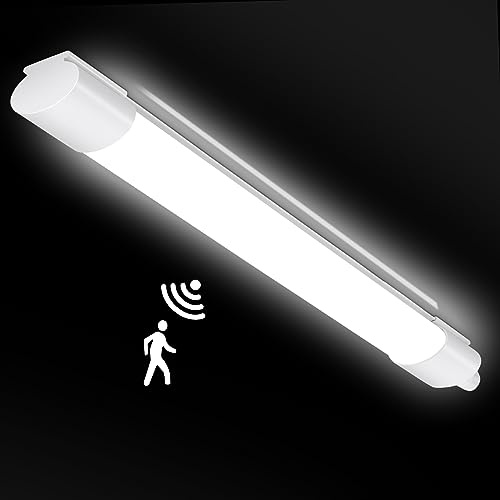 IEGLED 2 Stück LED Feuchtraumleuchte Bewegungsmelder 120CM, Deckenleuchte Röhre 22W 2000LM, IP66 Kellerleuchte, Wasserfest Feuchtraumlampe Wannenleuchte Werkstatt Garage Küche, Neutralweiß, 4000K