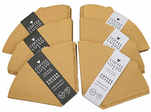 No.4 Coffee Filter Papers (Size 4) – 300 Unbleached Cone Filters for Pour Over & Drip Coffee Makers | Eco Friendly Natural Paper | COFFEE LUSSO