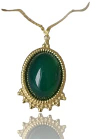 Kette grüner Achat, Oval Gold Edelstein Anhänger, Viktorianisch, Halskette mit Stein für Damen, Kette Grün Gold, Geburtsstein, Achat Schmuck