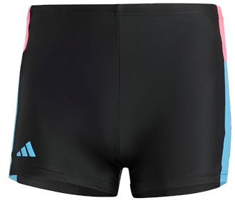 adidas Boxer da Nuoto Colorblock 3 Strisce da Uomo, Taglia 28, Nero, 10A/12A