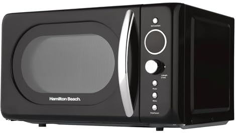 Hamilton Beach Microwave, 20L, 700W, Retro, Digital LED Display, 8 Pre-set Programs, Express Cooking, Weight Defrost, 60 Min Timer, Child Lock, Compact Design, Black - HB70H20B