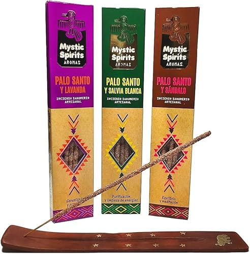 Aromasenses.- 3-pack Mystic Spirit Sahumerios rökelsestavar | 3 lådor med 8 rökelsestavar vardera + aromsenses-tablett (Palo Copalo AMAZONICO-Palo Canela)