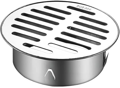 Qrity Drain de Plancher, Siphon de Sol Anti-Blocage de Balcon en Acier Inoxydable, Siphon de Sol pour Douche, Rond Anti-Blocage (125 Bouche Plate)