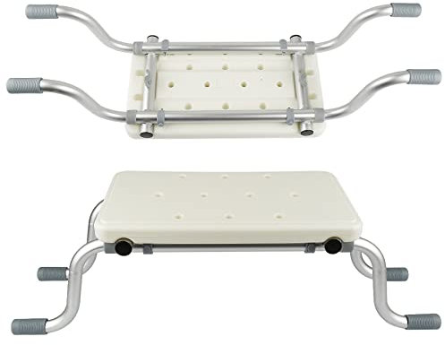 Sedile per Vasca in Lega di Alluminio e Plastica, Sgabello per Vasca da Bagno Larghezza Regolabile 73-83 * 22 * 18cm, Max. Carico 150kg
