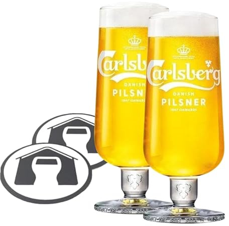 GarageBar | Pilsner Glass | Stemmed Beer Glass | Official Merchandise | Comes with 2X Beer Drip Mats (2, Half Pint)
