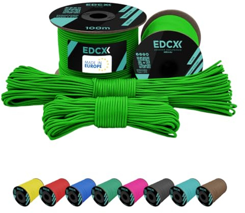EdcX 2 mm Nylon Paracord 275 (50 y 100 m) - 100% Cuerda de Nailon, Cable de 3 hebras, Cuerda de Nailon de 2 mm en Muchos Colores