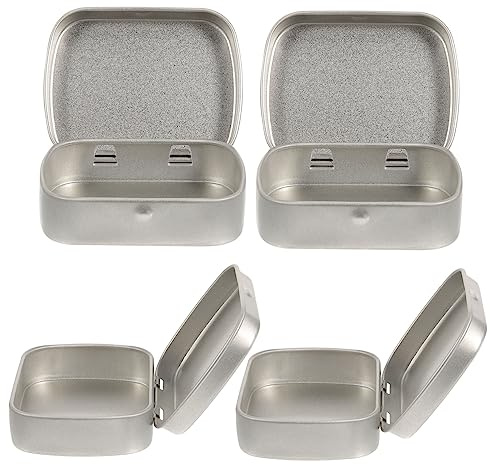 SEWOART Rechteckige Metalldosen 4 Stück 58x45x15mm Aus Weißblech Mit Dicht Schließendem Deckel Zur Aufbewahrung Von Tee Schmuck Und Kleinen Geschenken