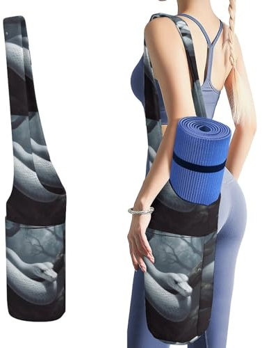 YJWANDL Yogamatten-Organizer, weiße Schlangen-Druck, Yogamatte, Tasche, Turnmatte, Tasche, Leinen-Aufbewahrungstasche, strapazierfähige Yoga-Tragetasche