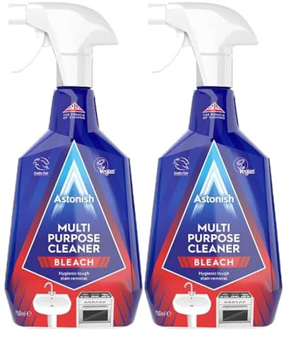 Astonish Multi Purpose Cleaner 750ml Pack of 2 Hygienic Bleach Spray Kitchen Sink Bathroom Stain Remover Disinfectant Cleaning Detergent with Welari Thank You Card | (2pack) (1500ml)