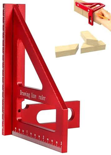 3D Multi Angle Measuring Ruler, Woodworking Angle Ruler, Aluminum Alloy 45/90° Miter Triangle Ruler Scriber High Precision Square Protractor Layout Measuring Tool for Engineer Carpenter