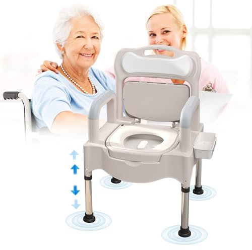 Commode Toilet Chair,Shower Chairs For The Elderly,Height Adjustable Commode Chairs, Portable Commode Toilet For Home Use,Versatile And Comfortable Commode Chairs For Enhanced Mobility (off white)