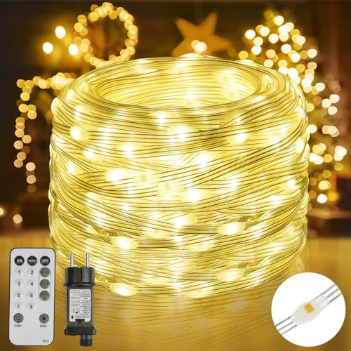 Lichterkette aussen 30M, 300LED 8Modi Lichterkette Weihnachtsbaum IP67 Wetterfest Funkelnde Lichterketten für Weihnachtsdekoration Garten Balkon Deko Zimmer