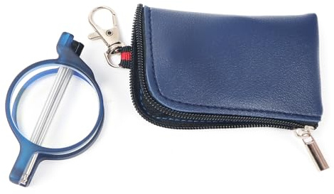 KoKoBin Faltbare Rund Lesebrille Mini Anti-Blau Sehnhilfe für Damen und Herren Lesehilfe mit Holster-Etui