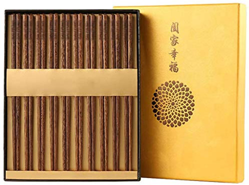 ZGYOZMNG Set Regalo di Bacchette Giapponesi in Legno con Custodia, Bacchette riutilizzabili, Bacchette Cinesi in Legno Naturale, Bacchette per Sushi Antiscivolo (B) (A)