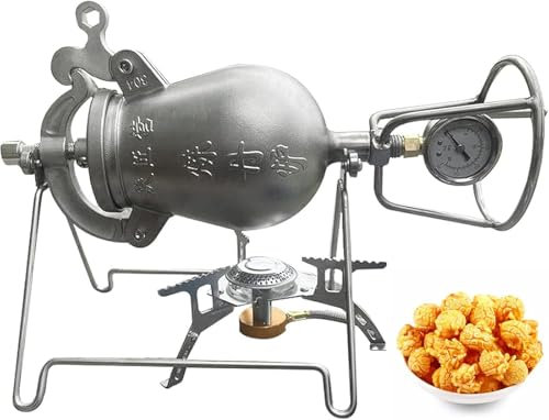 MáQuina Hacer Palomitas MaíZ China Tradicional Retro, MinimáQuina Vintage de Acero Inoxidable con Estufa para Exteriores (720ml)