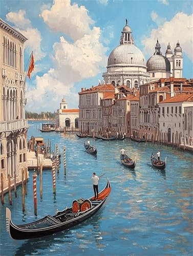 DIY Malen Nach Zahlen Erwachsene Shuicheng Malen Nach Zahlen Venedig Malen Nach Zahlen ab 7 8 9 10 Jahre Mädchen Bastelset, Farbe Acrylfarbe Ölgemälde Set, Zimmer Deko,Gift (50x70 cm Mit Rahmen)-k1452