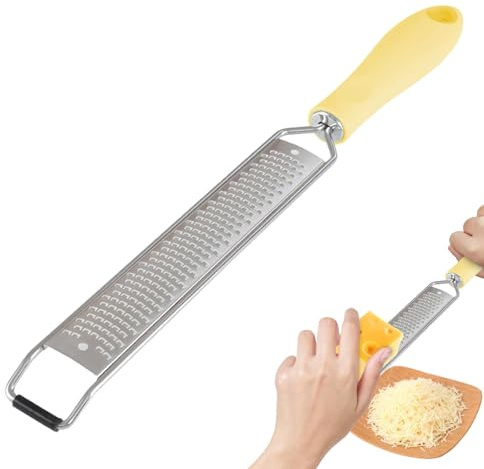 Rallador plano de mano para quesos, herramienta para ralladores de limón, rallador de verduras portátil de metal | Rallador largo de acero inoxidable para cocina, ajo, nuez moscada, chocolate,
