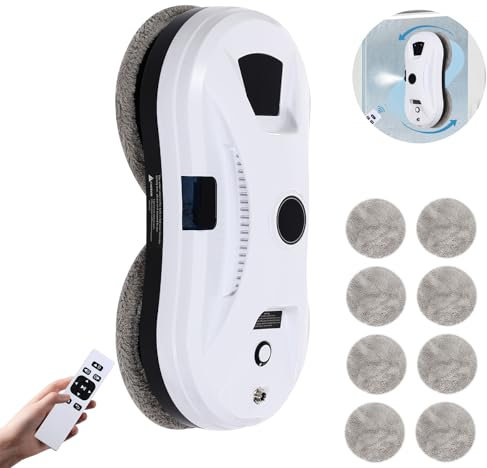 Zoobotanica Robot per pulizia finestre con funzione spray, lavavetri elettrico, 2800Pa, robot automatico con telecomando per finestre interne, vetro, piastrelle, 10 pezzi