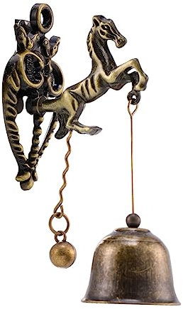 BESTonZON Magnetische Vintage Türklingel Aus Gusseisen Hängende Wandglocke Mit Pferdedesign Windspiel Für Haus Und Garten Traditionelle Dekoration