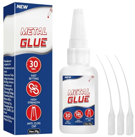 Metal Glue - 30g Super Glue With Anti-Clog Cap - High Strength Superglue For Metal For Zinc, Aluminum, Steel And Other metal Material - Waterproof And Heat-Resistant