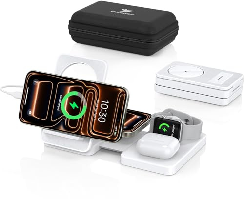 Wireless Charger für Apple, 4 in 1 Drahtlose Ladestation für iPhone 16 Pro Max/15/14/13/12-Serie, Kabelloses Ladegerät Air Pods Pro 2, iPad-Ständer, Uhrenladegerät für iWatch 10/9/8/7/6 (weiß)