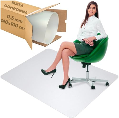 ZOLTA Bodenschutzmatte für Hartböden 0,5mm 100 x 140cm Halbtransparent - Schreibtischstuhl Unterlage - Bürostuhl Matte - Bodenmatte unter Bürostuhl und Schreibtisch - Schreibtischunterlage