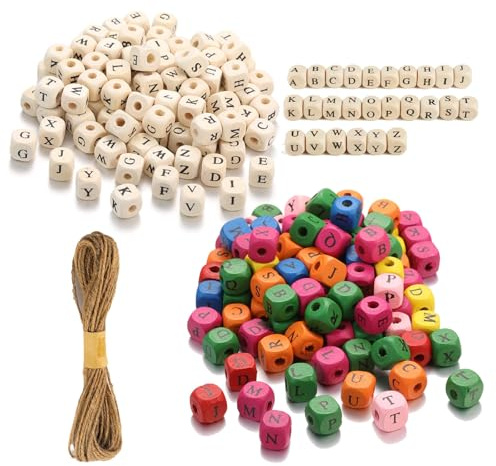 BbiuRer 300 Stück Holzperlen Buchstaben, Holzbuchstaben Perlen Alphabetzeichen Würfel Holzperlen Alphabet Beads, Buchstaben Würfelperlen Quadratische Buchstabenperlen Holz für Armbänder Halsketten