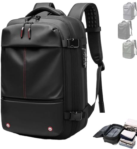 SRXY Reiserucksack Mit Vakuumpumpe, Handgepäck 60L Expandierbarer Wasserdicht Vacuum Seal Backpack für Flugzeug Reisen Business Camping