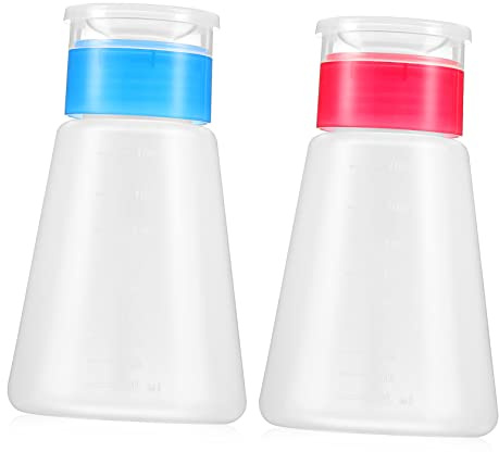 BAZEITFLOW Pumpspender Flasche Wiederverwendbar 2 Stück aus Kunststoff 180ml für Nagellackentferner und Make Up Entferner für Zuhause und Reisen