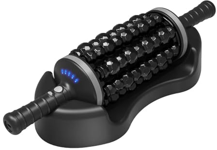 LeeQinersw Appareil de massage électrique à percussion roulante, outil de massage corporel pour les jambes, Gris-noir