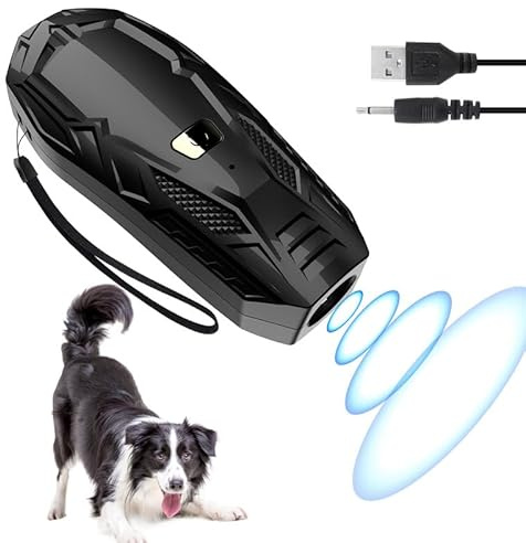 Queenmew Anti Bell Gerät Hunde, Tragbares Ultraschall Antibell Ultraschall Gerät mit Doppelfrequenz, 16.4 Fuß Effektives Antibell für Hunde für das Training im Innen- und Außenbereich