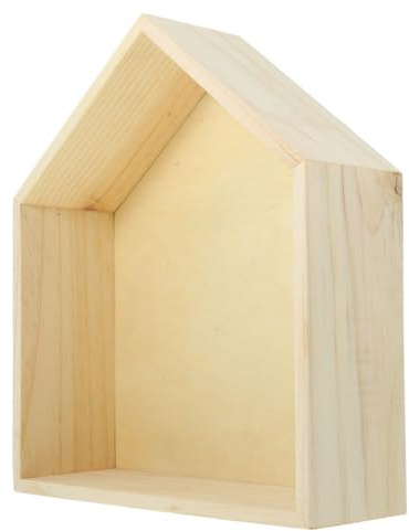 ANDRESLAD Holz Wandregal Fünfeckiges Schwebendes Regal Hausform Mittlere Robustes Aufbewahrungsboard für Schlafzimmer Wohnzimmer Dekoration und Stauraum