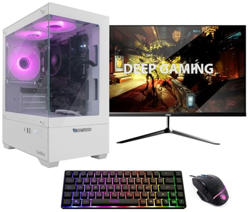 PC Gamer Completo AMD Ryzen 5 5500GT 6x4.4Ghz | Radeon Vega 7 | 16GB DDR4 | 1TB M.2 SSD | WiFi | Windows 11 Pro | Monitor 24 FHD 120Hz | Teclado TKL 65% + Ratón Modular RGB | PC Gaming Blanco