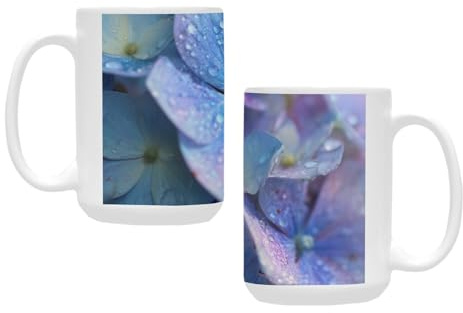 qenuh Hydrangea Dew Ceramic Mugs Coffee Cup Smooth Glaze Finish 15 oz Classic Tea Cup for Hot Drinks, Office/Home Use