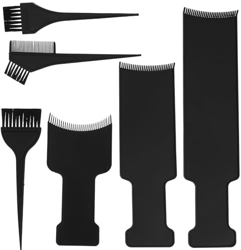 Lurrose Kit para Teñir el Cabello 6 Piezas 3 Placas (grande, Mediana, Pequeña) y 3 Cepillos de Plástico Resistente para Coloración Profesional y Reflejos Balayage en Salón y Uso Doméstico