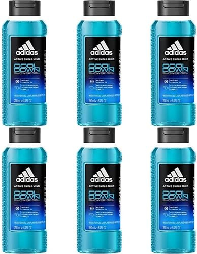 6x adidas Active Skin & Mind Cool Down Duschgel Duschgel für Herren mit ätherischen Ölen- der wilden Minze vegan und dermatologisch getestet, mit ätherischen Ölen der wilden Minze 250 ml (6er Pack)
