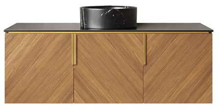 WYMCHMSX Round Ceramic Basin,Floating Bathroom Vanity, Storage Cabinet,with Sink, Wall-Mounted,48,Artificial Board,3-Door,Stone Countertop, No Faucet,Pre-Assembled,