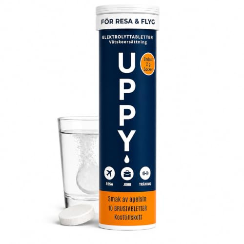 Uppy! Lot de 10 comprimés d'hydratation électrolytiques solubles pour voyage et sport, citron vert citron vert et gingembre, orange
